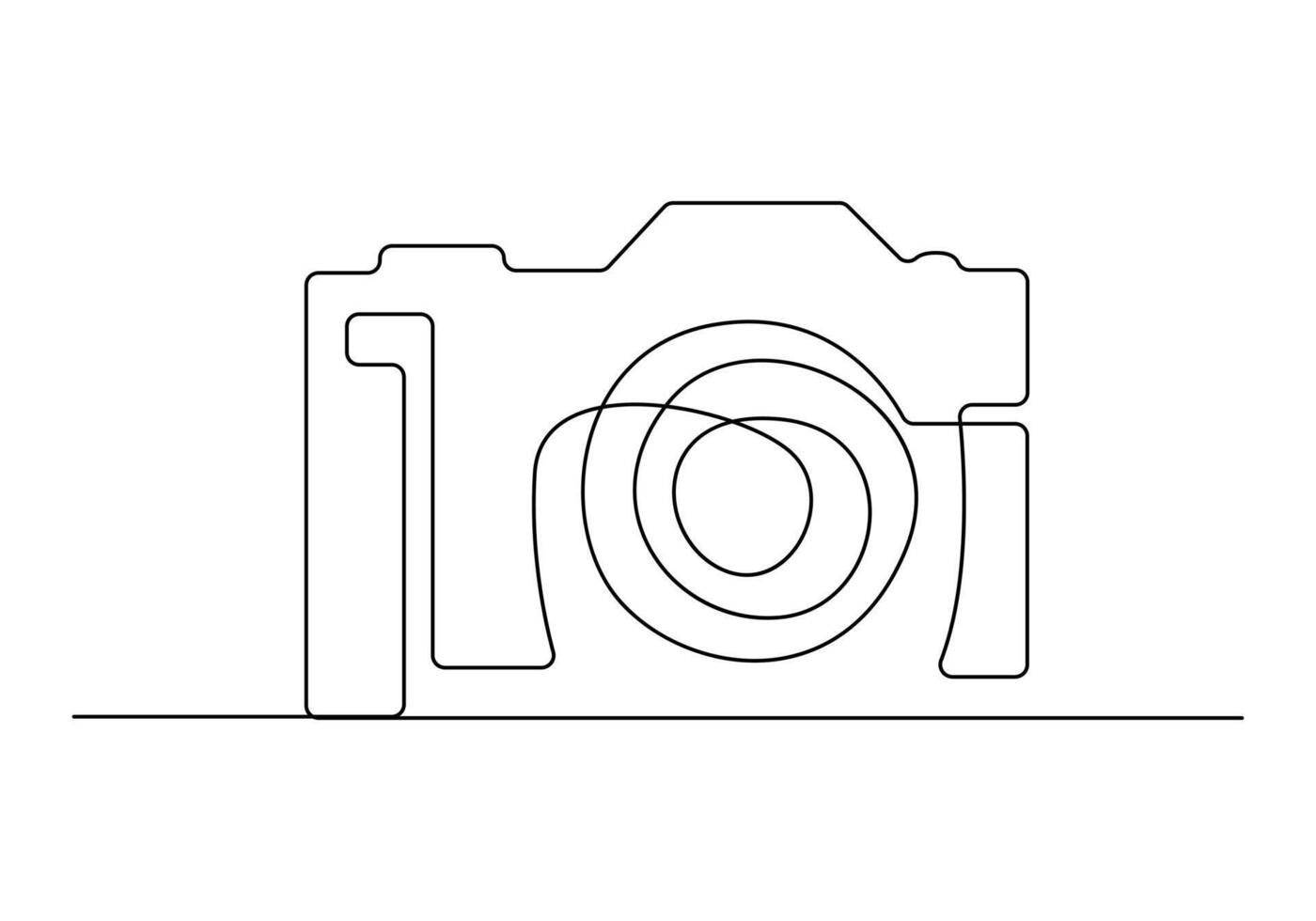 Continuous one line drawing of camera vector illustration