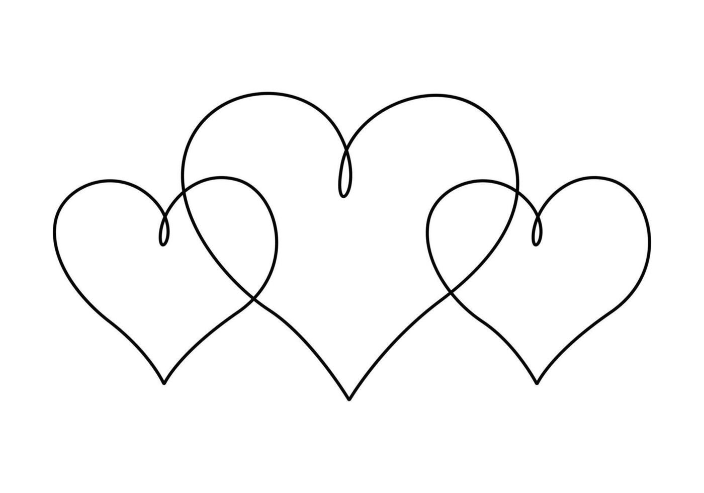 Hearts continuous one line drawing of friendship and love concept vector illustration