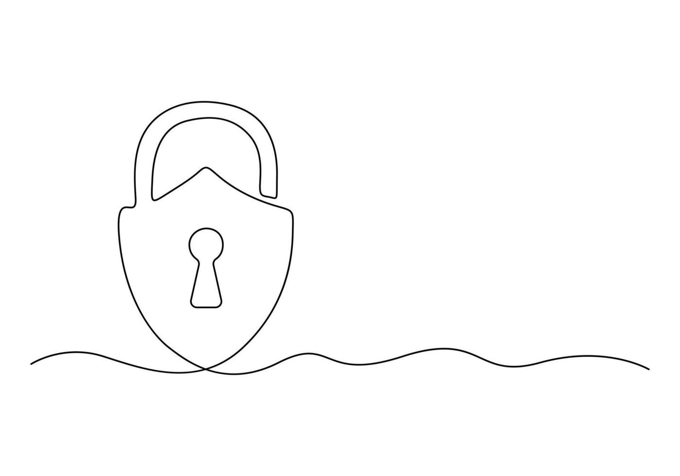 Continuous one line drawing of a padlock isolated on white background vector illustration