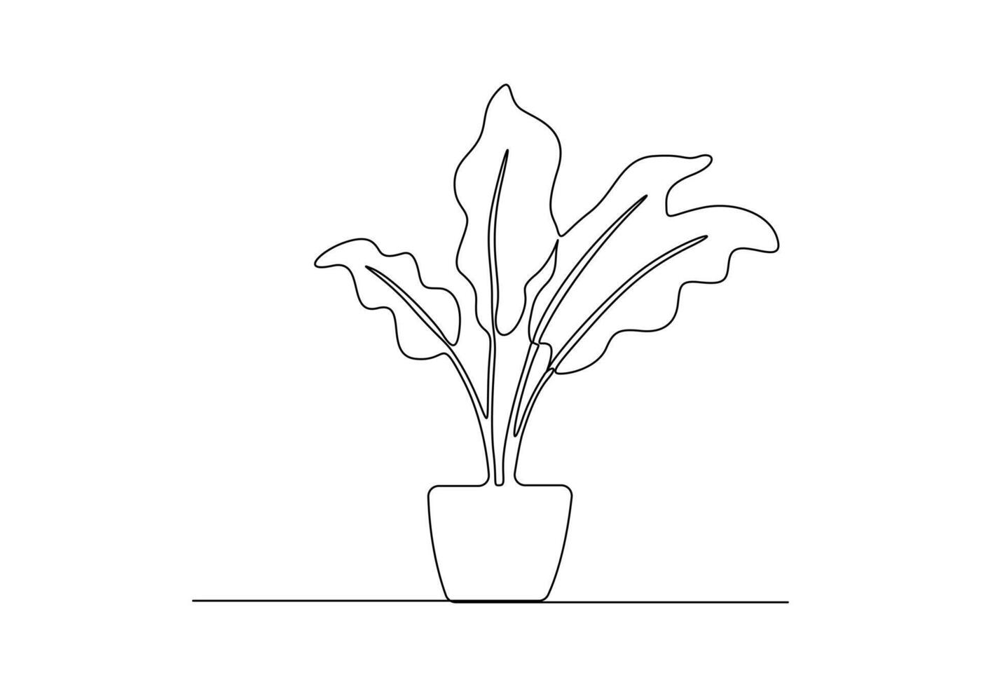 House plant in one continuous one line drawing vector illustration. Pro vector