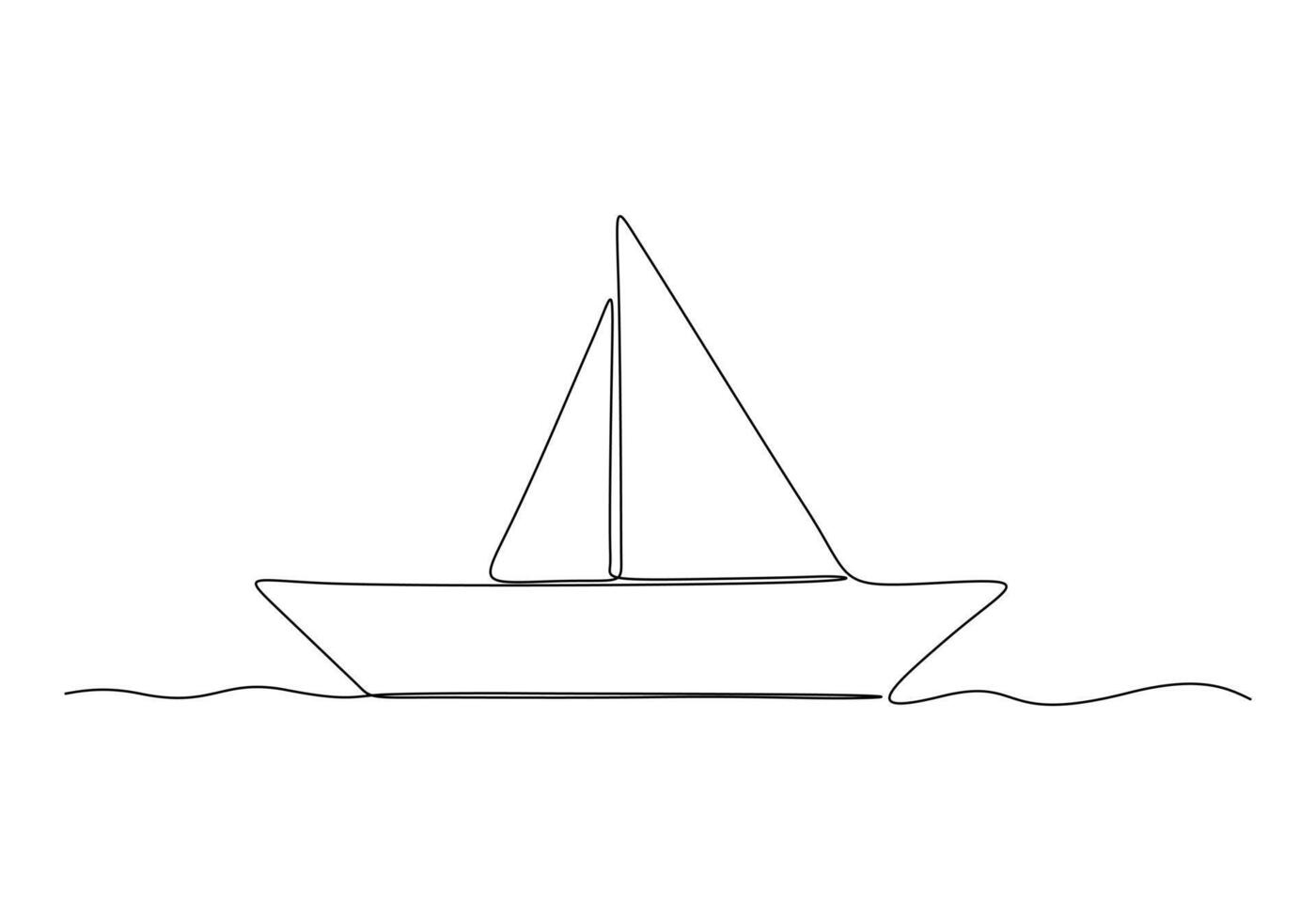 Continuous one line drawing of paper boat origami toy concept vector illustration. Premium vector