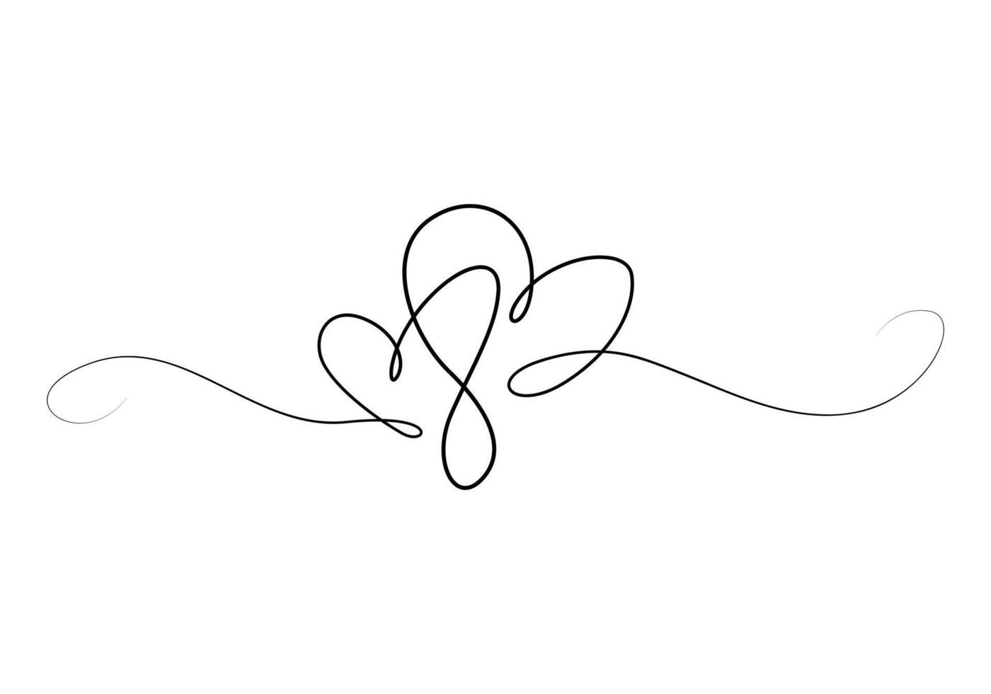Hearts continuous one line drawing of friendship and love concept vector illustration