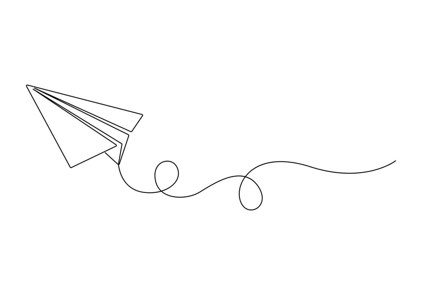 Continuous one line drawing of paper airplane isolated on white background vector illustration