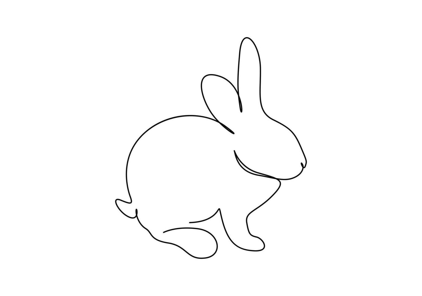 Continuous one line drawing of cute rabbit. Single one line art of beautiful bunny vector illustration