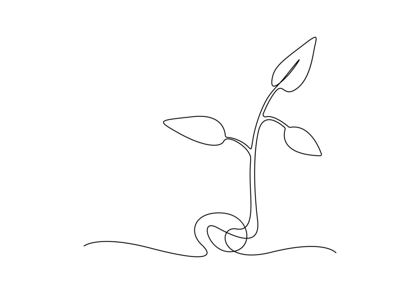 Continuous one line drawing of Plant growth processing from seed vector illustration