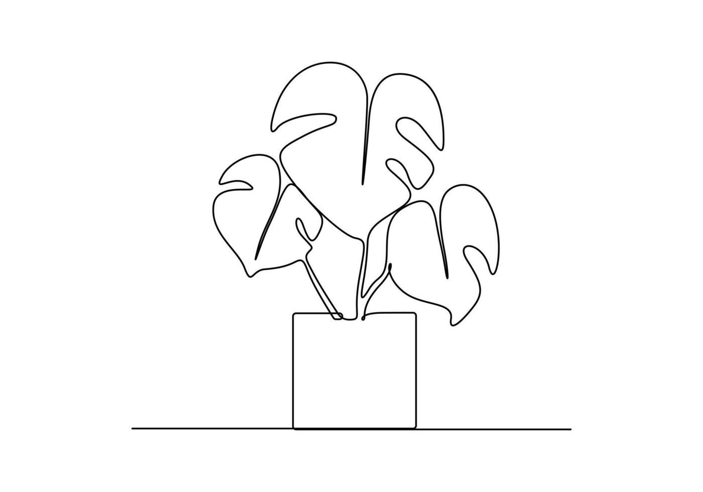 House plant in one continuous one line drawing vector illustration. Pro vector