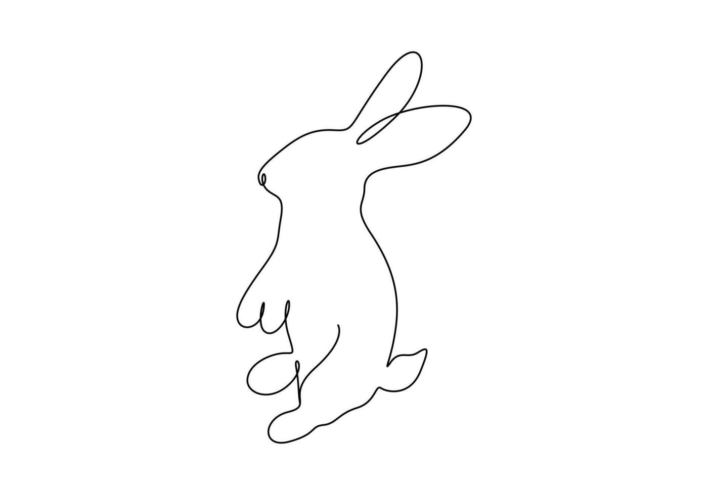 Continuous one line drawing of cute rabbit. Single one line art of beautiful bunny vector illustration