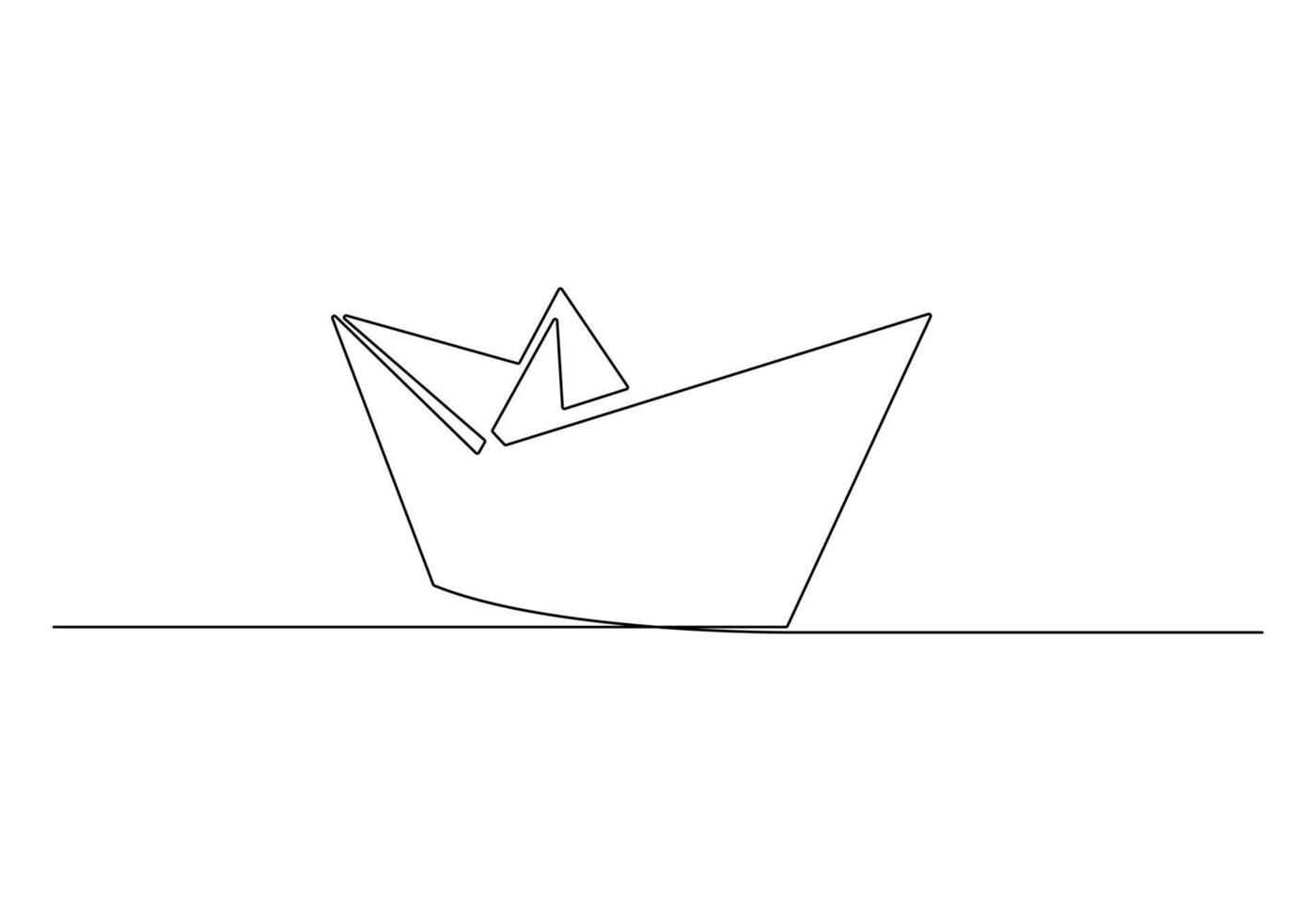 Continuous one line drawing of paper boat origami toy concept vector illustration