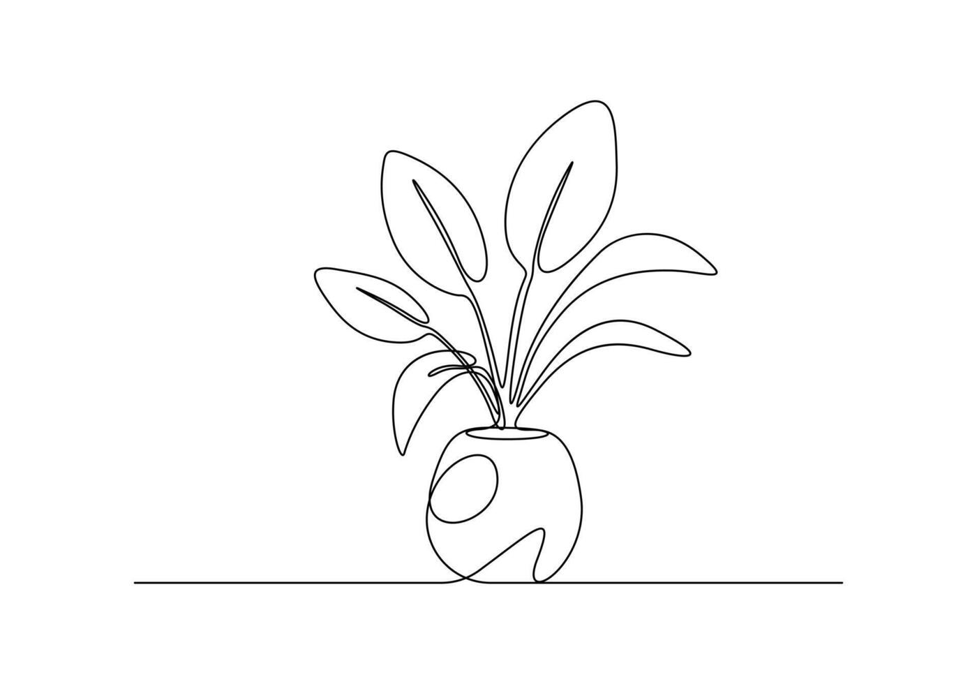 House plant in one continuous one line drawing vector illustration. Pro vector