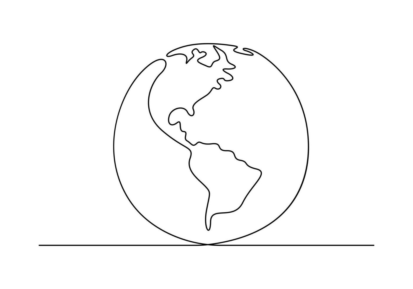 Earth globe continuous one line drawing vector illustration. Pro vector