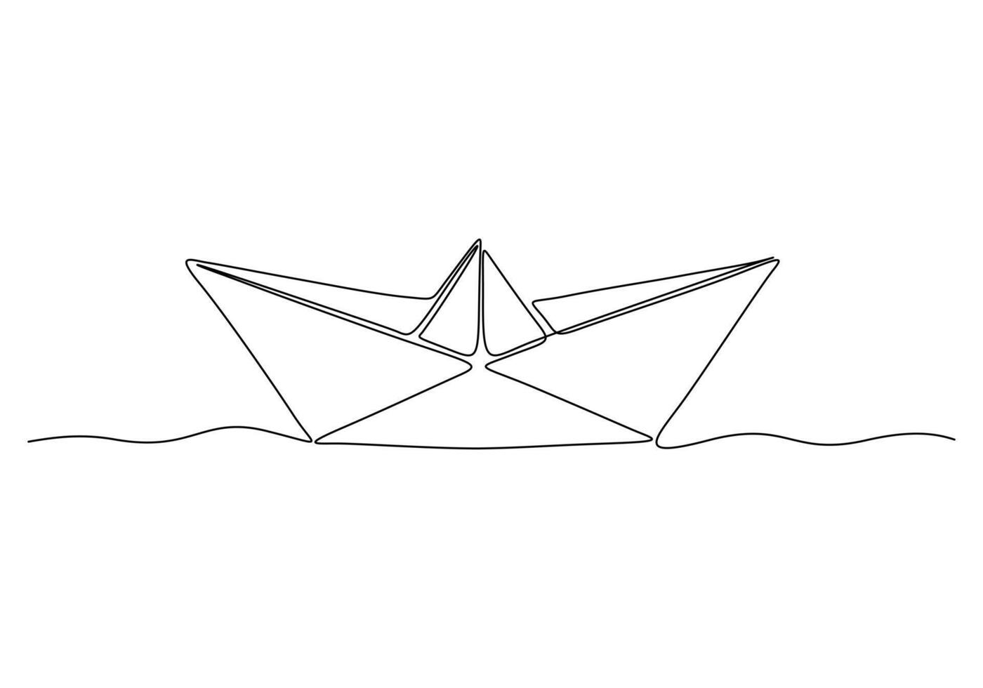 Continuous one line drawing of paper boat origami toy concept vector illustration. Premium vector