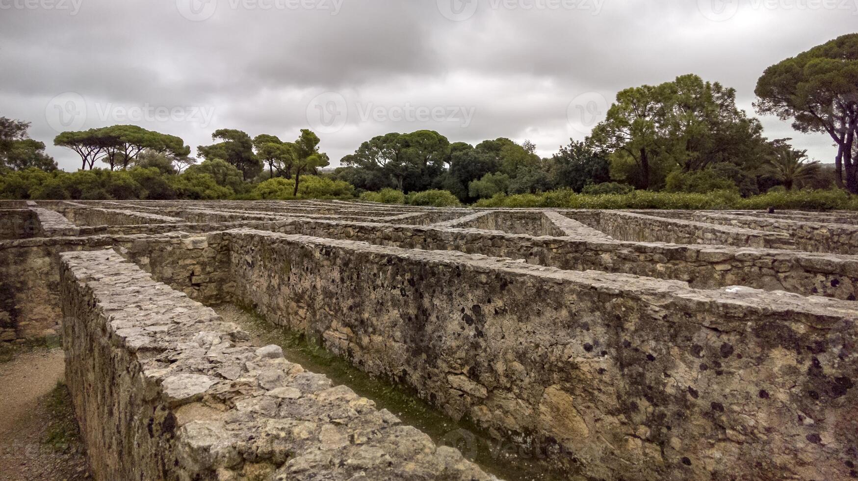 View of the stone maze of a park in the castle photo