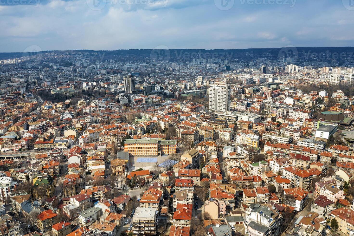 Aerial view from a drone over the city photo