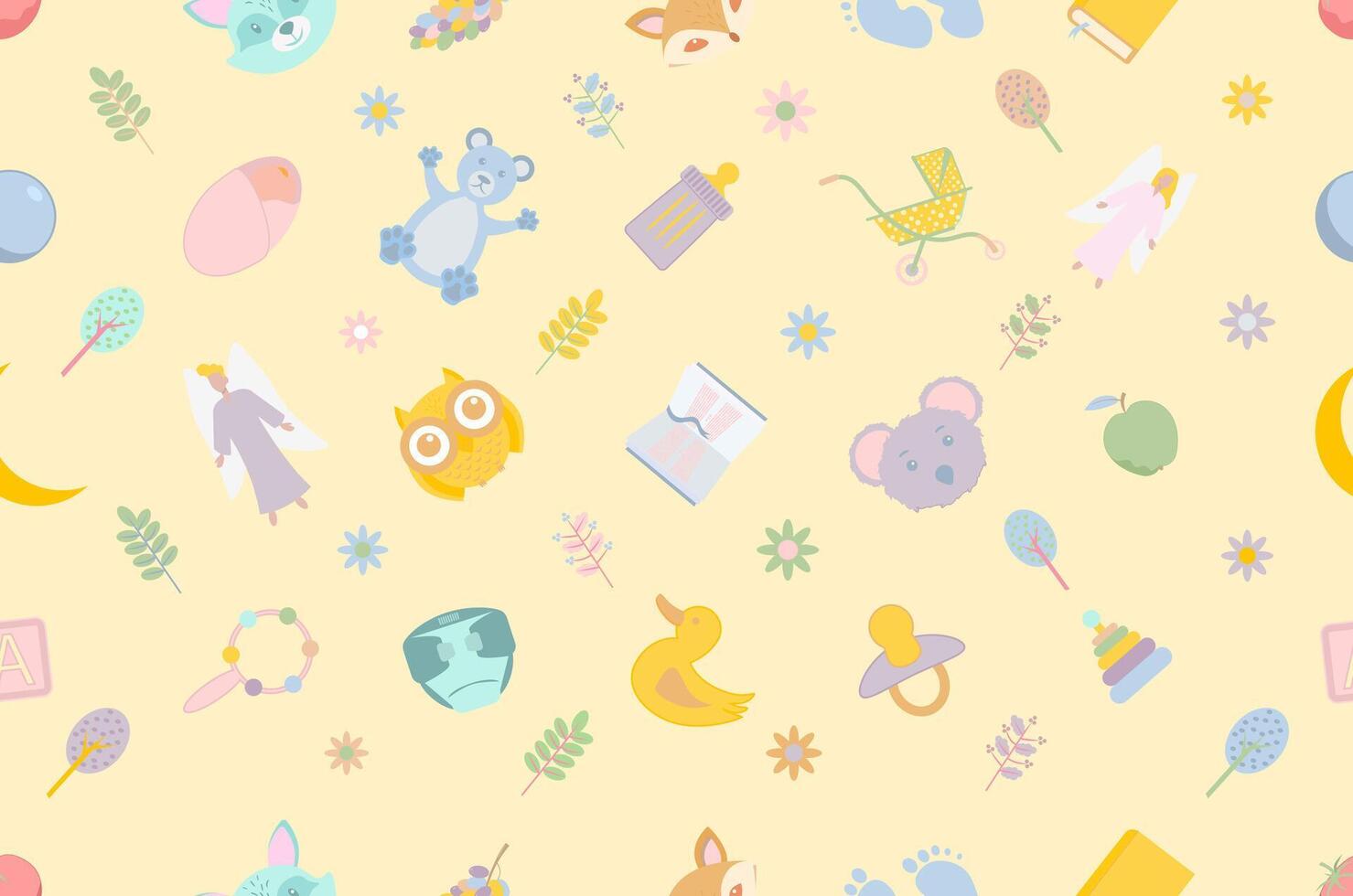 Stylish seamless patterns with funny cartoon vector