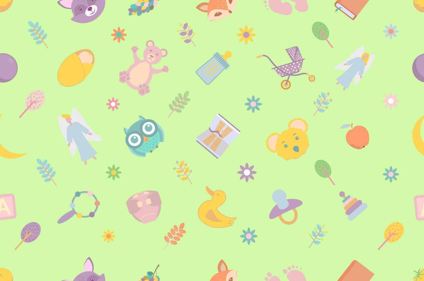 Stylish seamless patterns with funny cartoon vector