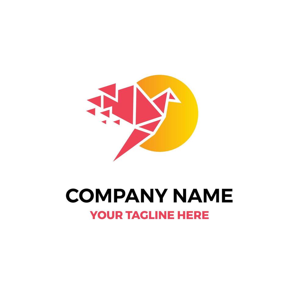 Fly Triangle Origami Paper Bird Sun Vector Abstract Illustration Logo Icon Design Template Element