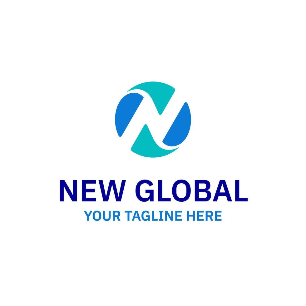 N Letter Negative Space Global Vector Illustration Logo