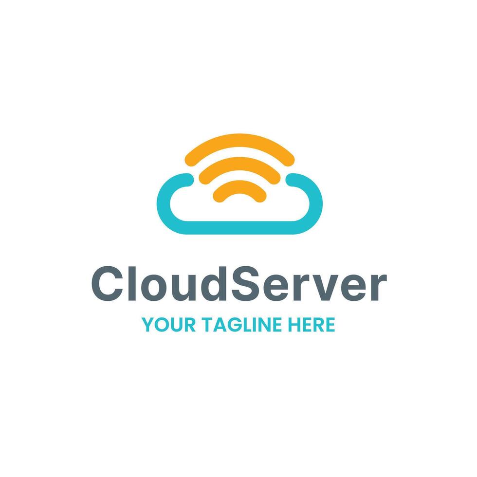 Cloud Wifi Signal Server Vector Illustration Logo