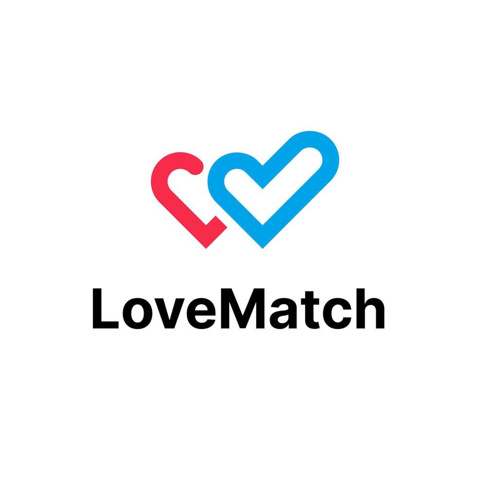 Love Heart Match Check Find Right Relationship Dating App Vector Abstract Illustration Logo Icon Design Template Element
