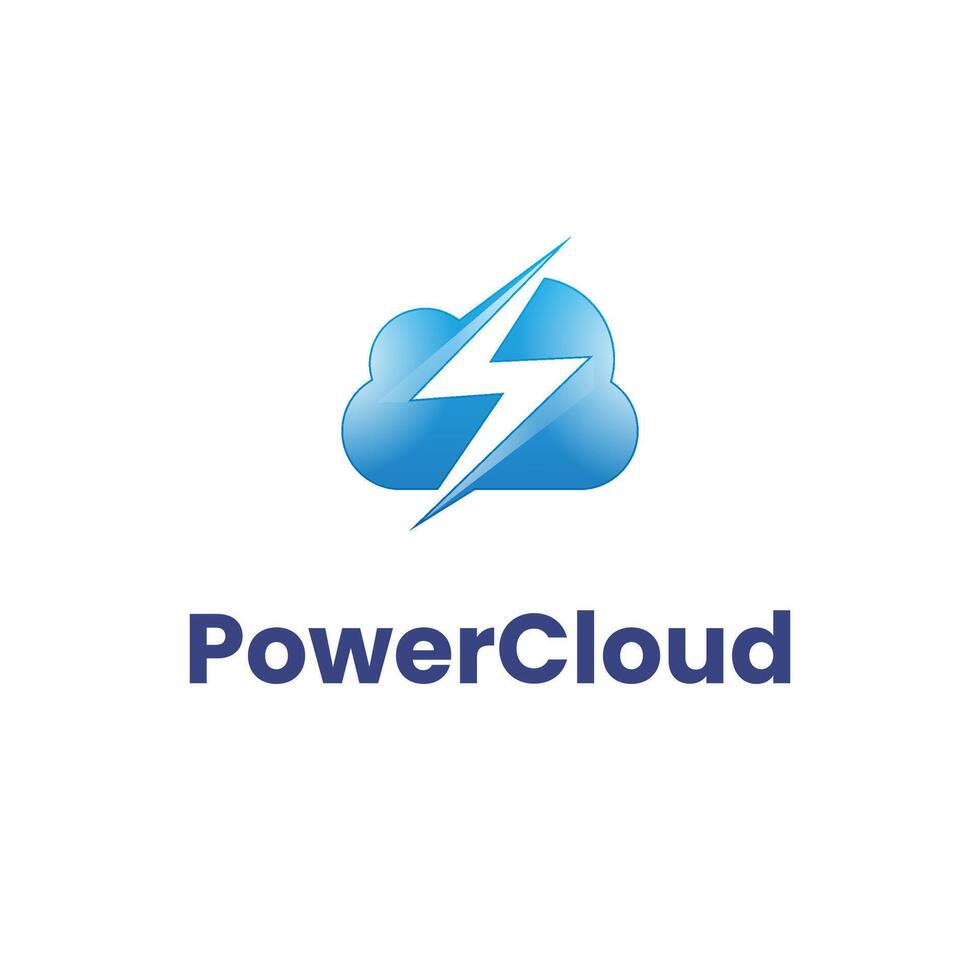 Electric Thunder Cloud Vector Abstract Illustration Logo Icon Design Template Element