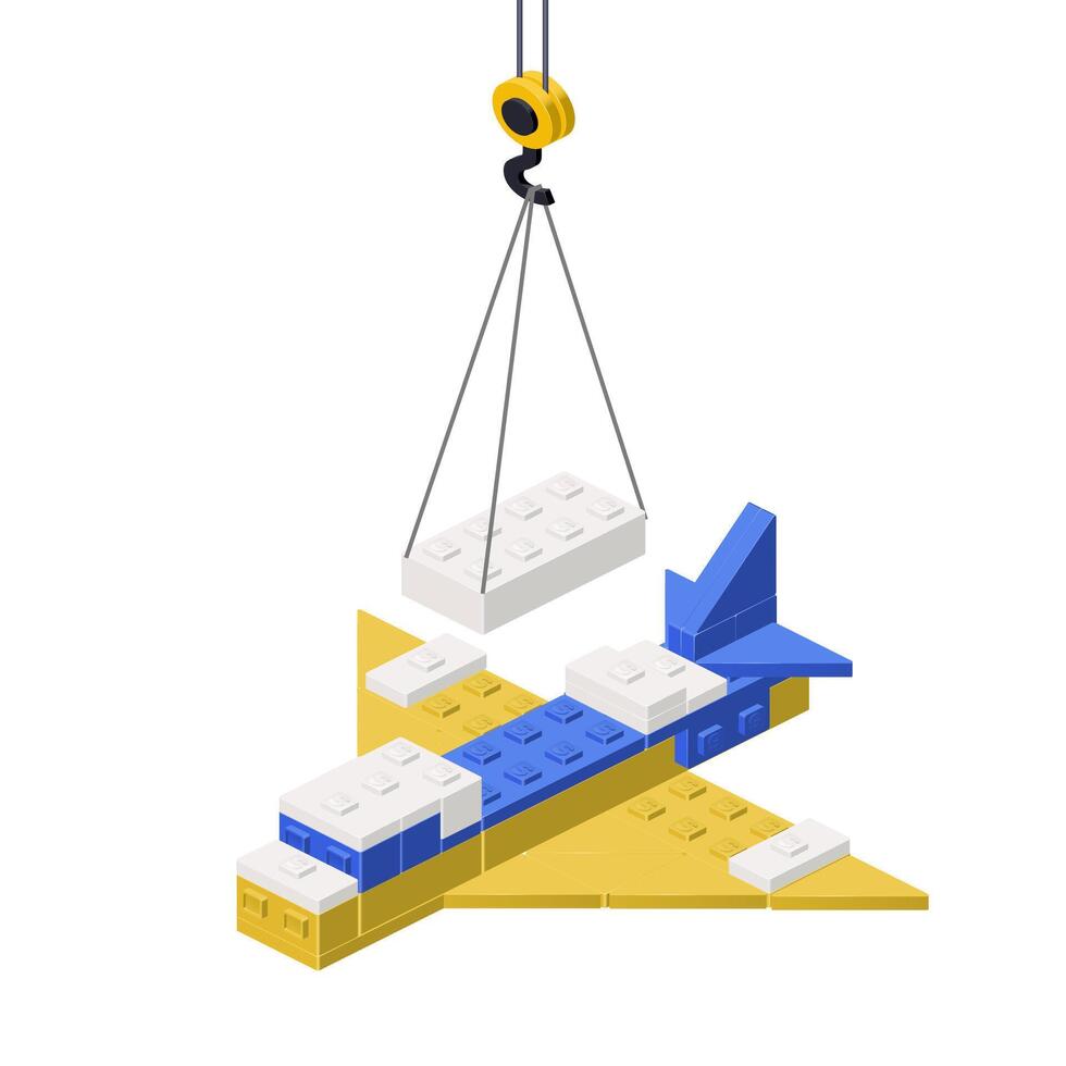 Passenger plane production concept on white background. Vector