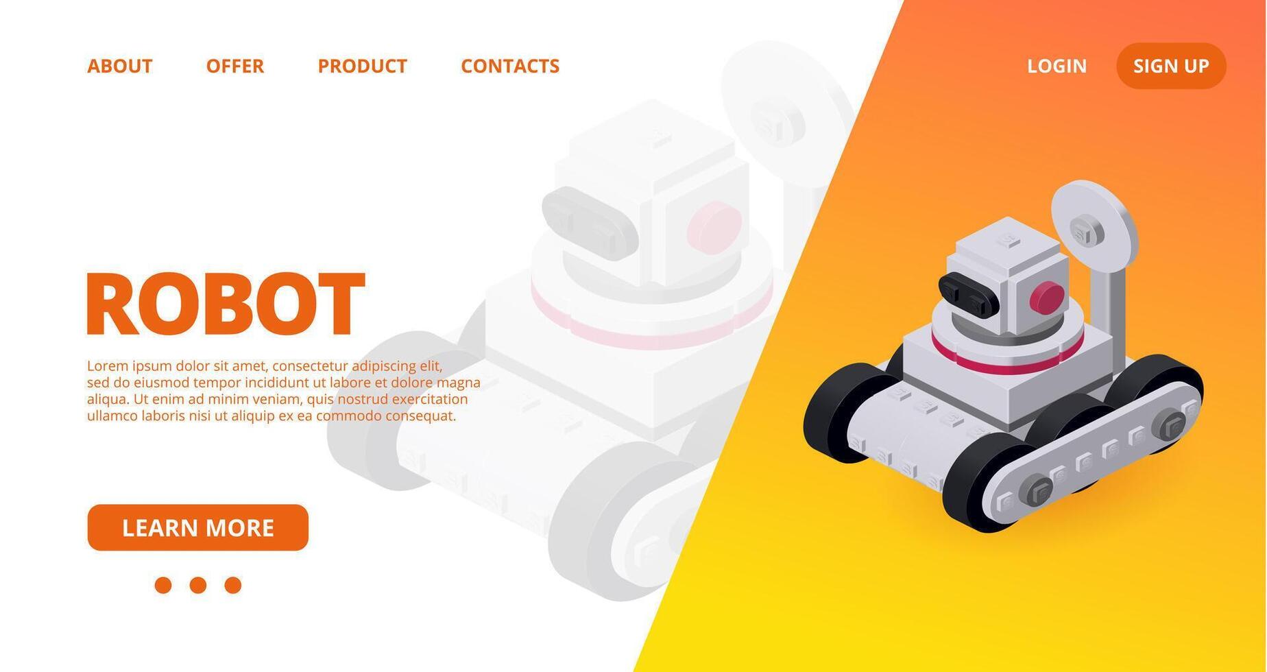 web modelo con un vagabundo robot. vector