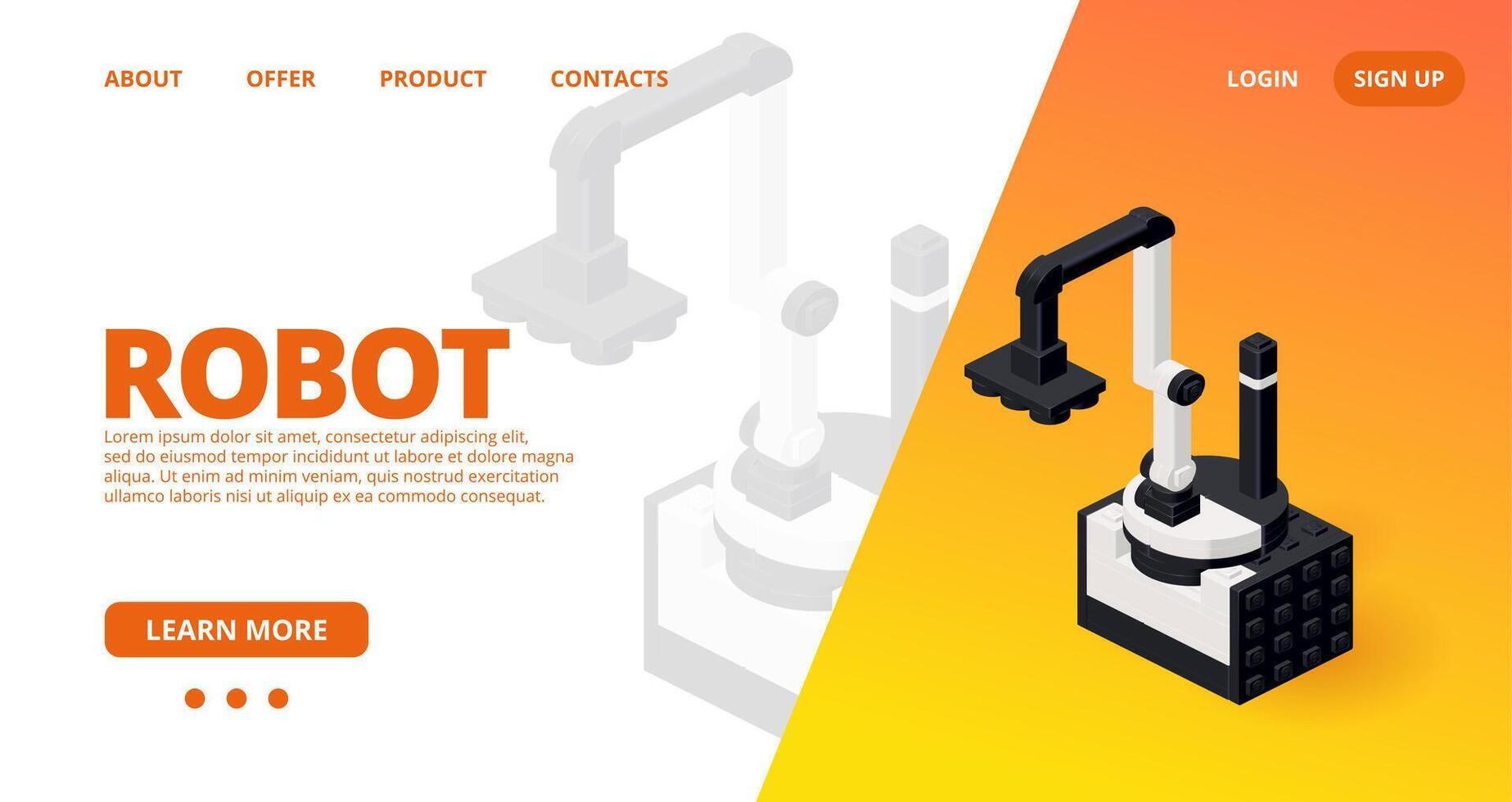 Web template with a robot loader. Vector