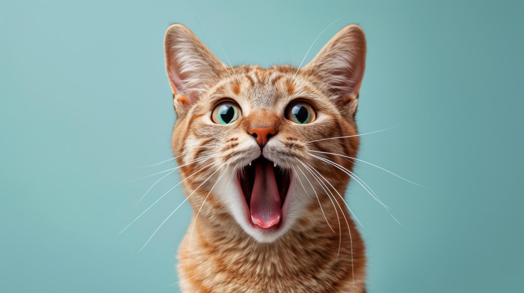 AI generated Startled Cat With Wide Open Mouth photo