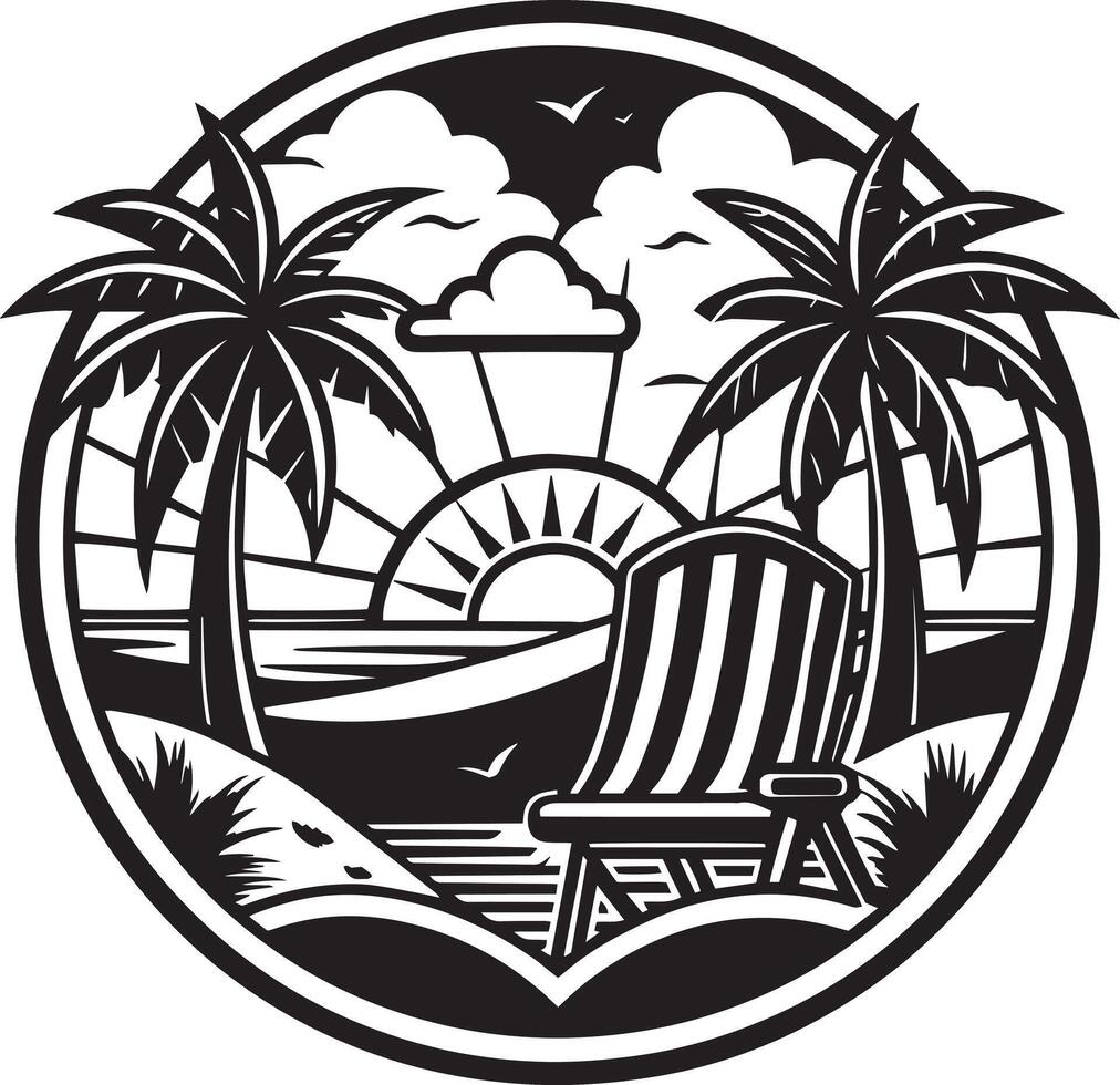 ai generado negro y blanco playa surf logo, playa santo logo vector