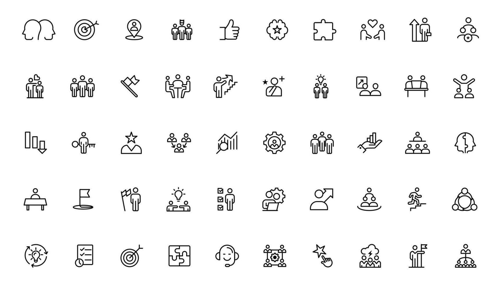 People and teamwork line icons collection. Big icon set in a flat design. Thin outline icons pack vector