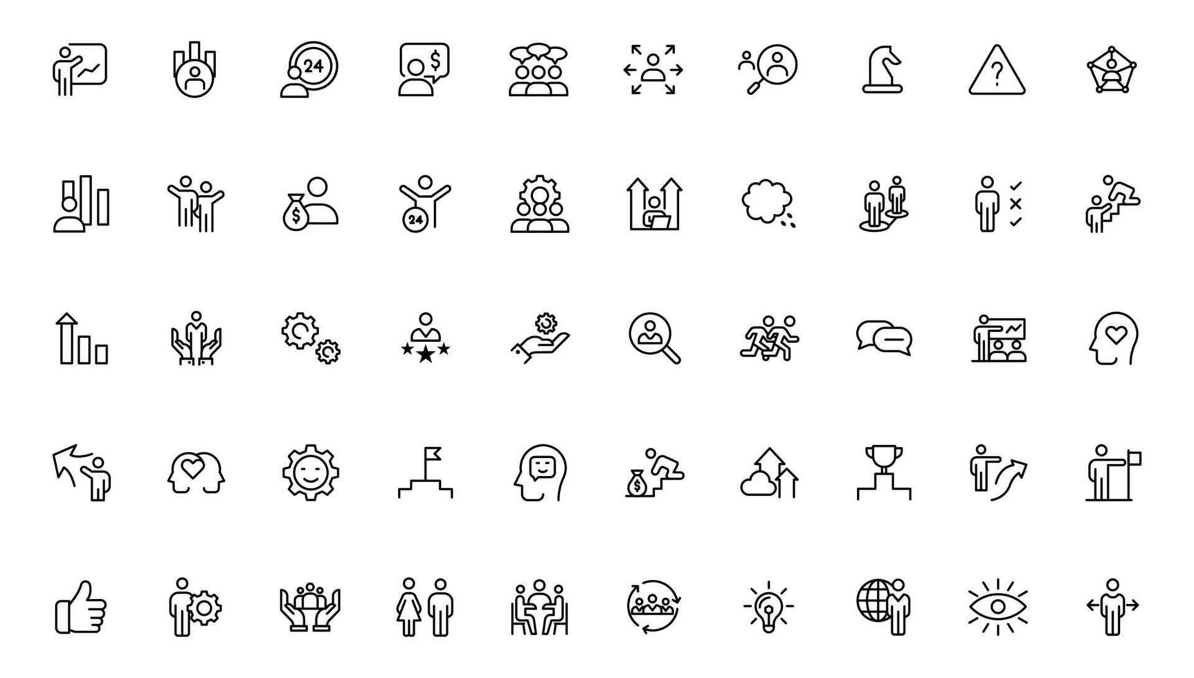 People and teamwork line icons collection. Big icon set in a flat design. Thin outline icons pack vector