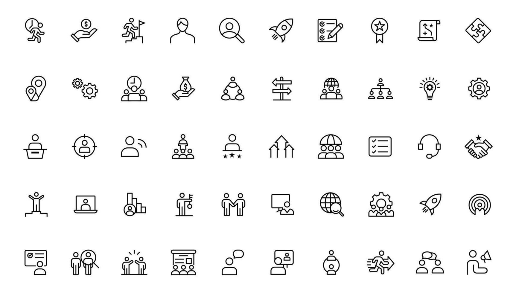 People and teamwork line icons collection. Big icon set in a flat design. Thin outline icons pack vector