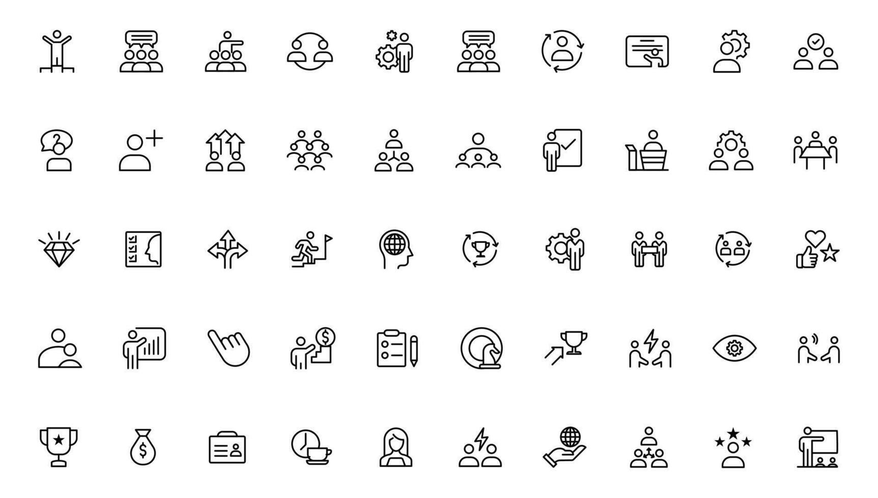 People and teamwork line icons collection. Big icon set in a flat design. Thin outline icons pack vector