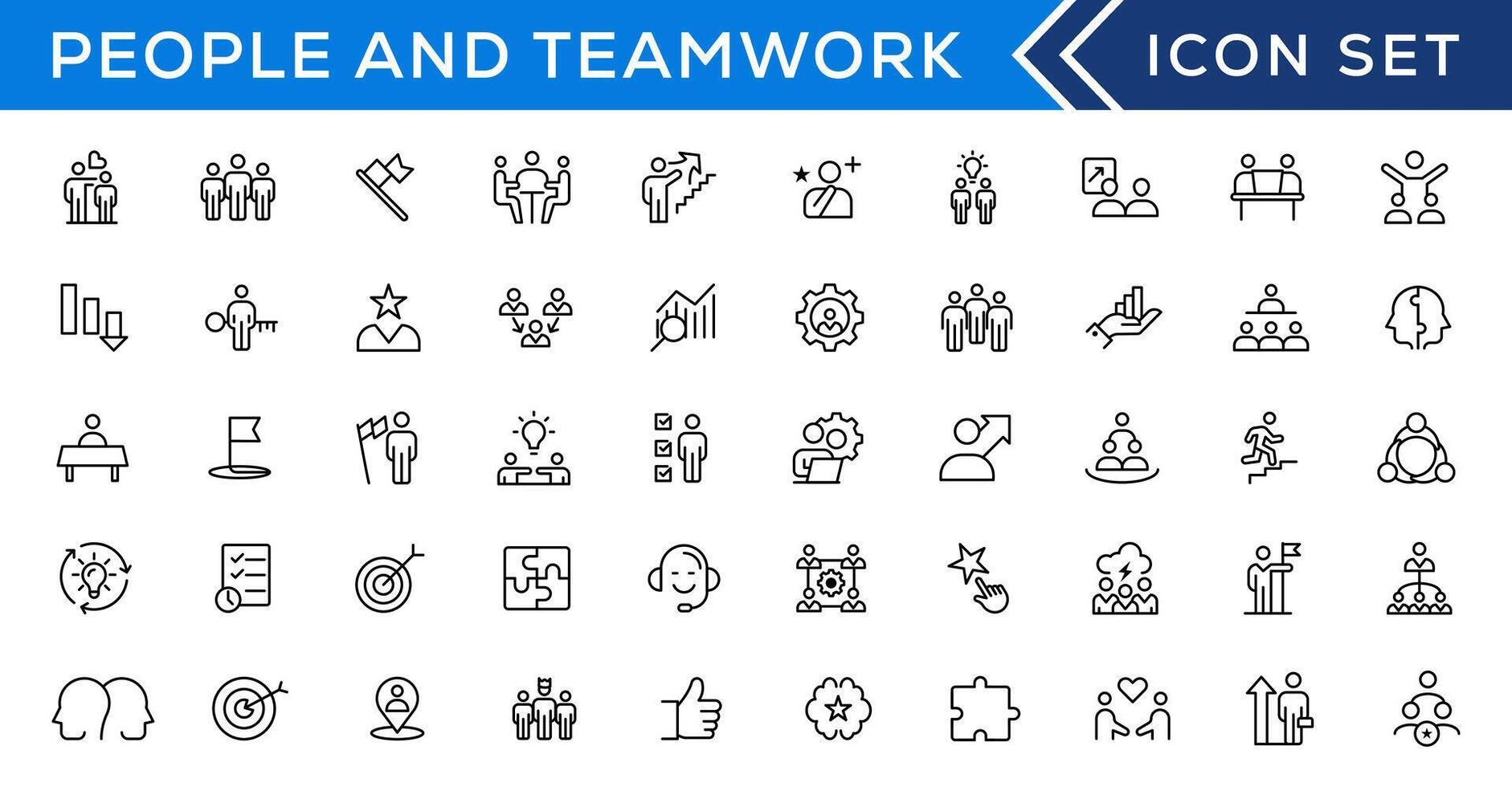 People and teamwork line icons collection. Big icon set in a flat design. Thin outline icons pack vector