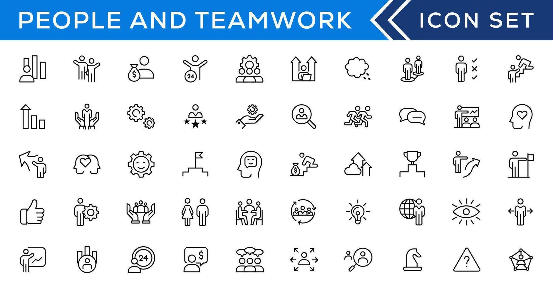 People and teamwork line icons collection. Big icon set in a flat design. Thin outline icons pack vector