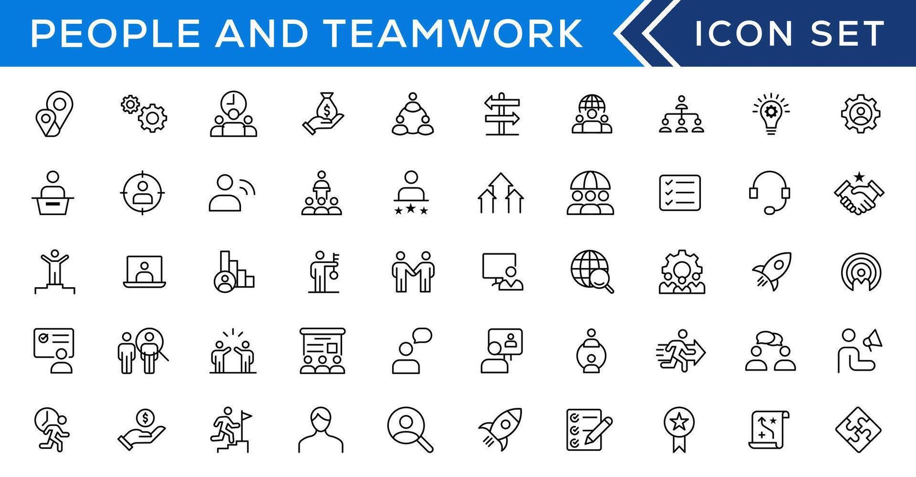 People and teamwork line icons collection. Big icon set in a flat design. Thin outline icons pack vector