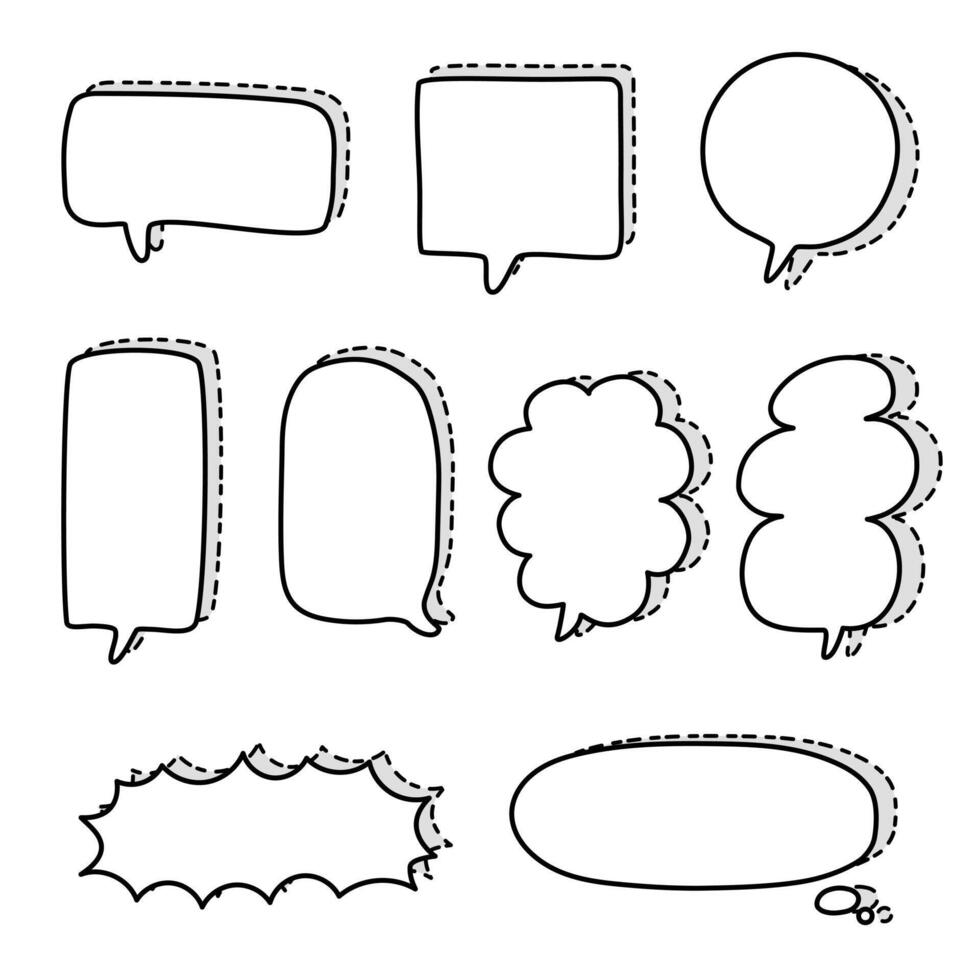 Black and white speech bubble balloon, icon sticker memo keyword planner text box banner, flat vector illustration design isolated