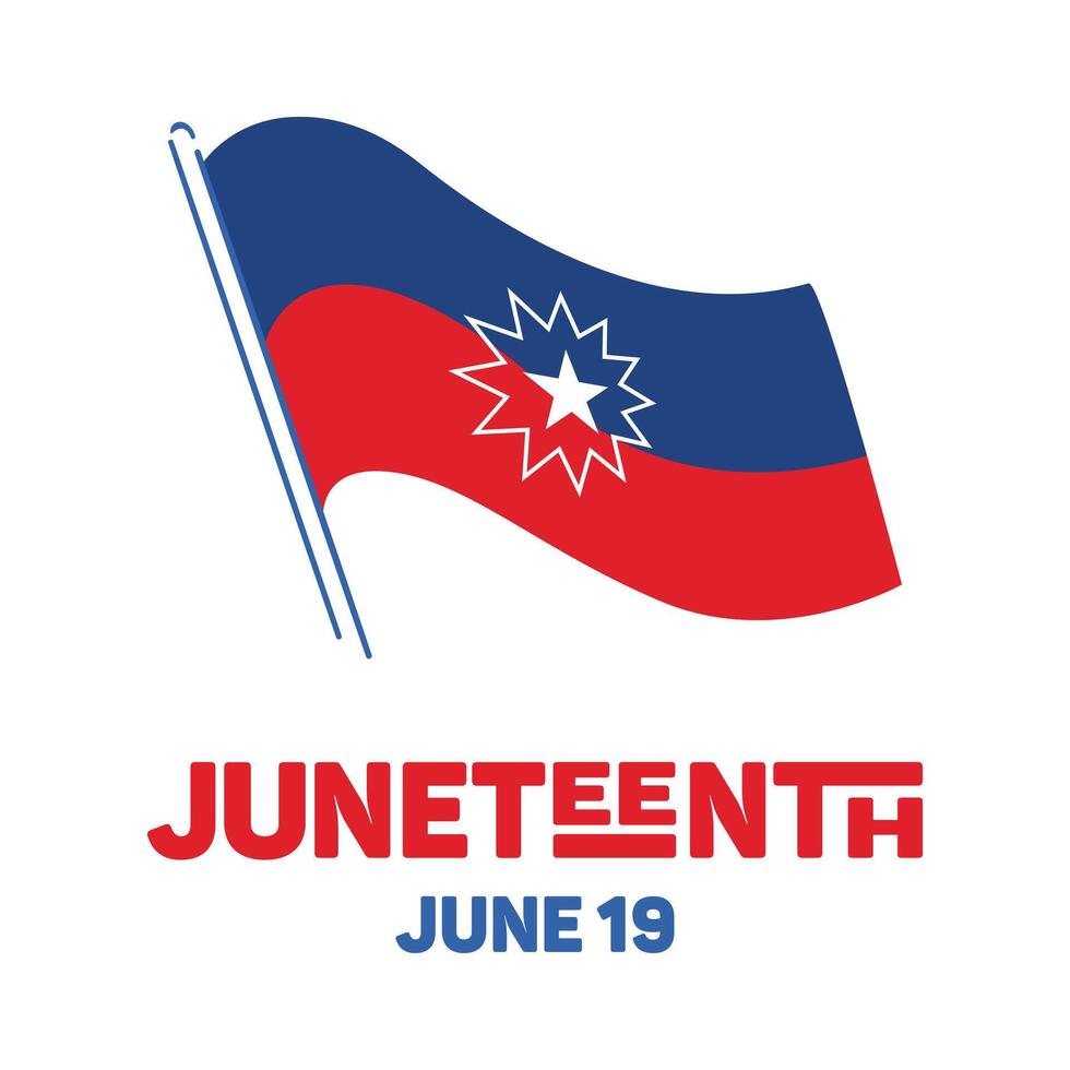 Juneteenth. Freedom Day. Flag, white star on a blue-red background. US federal holiday. Slavery Abolition. African American Heritage and Culture. The concept, struggle for equality vector