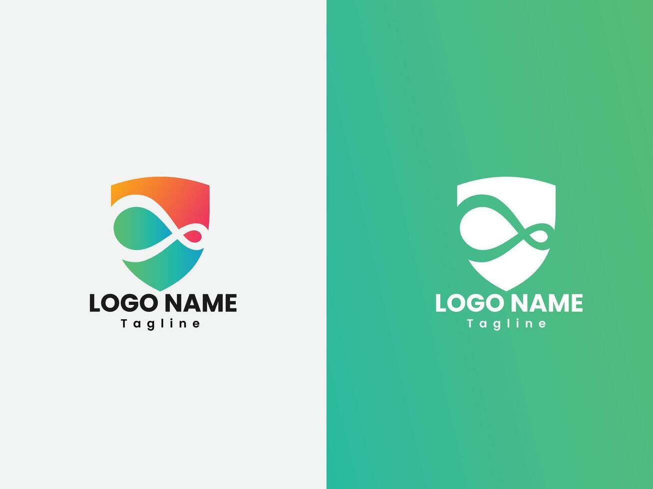 Infinity shield logo design. vector