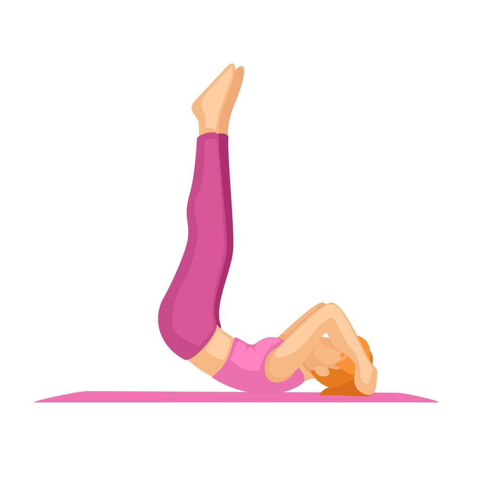 Woman Workout And Yoga Exercise Sport Cartoon Illustration Vector