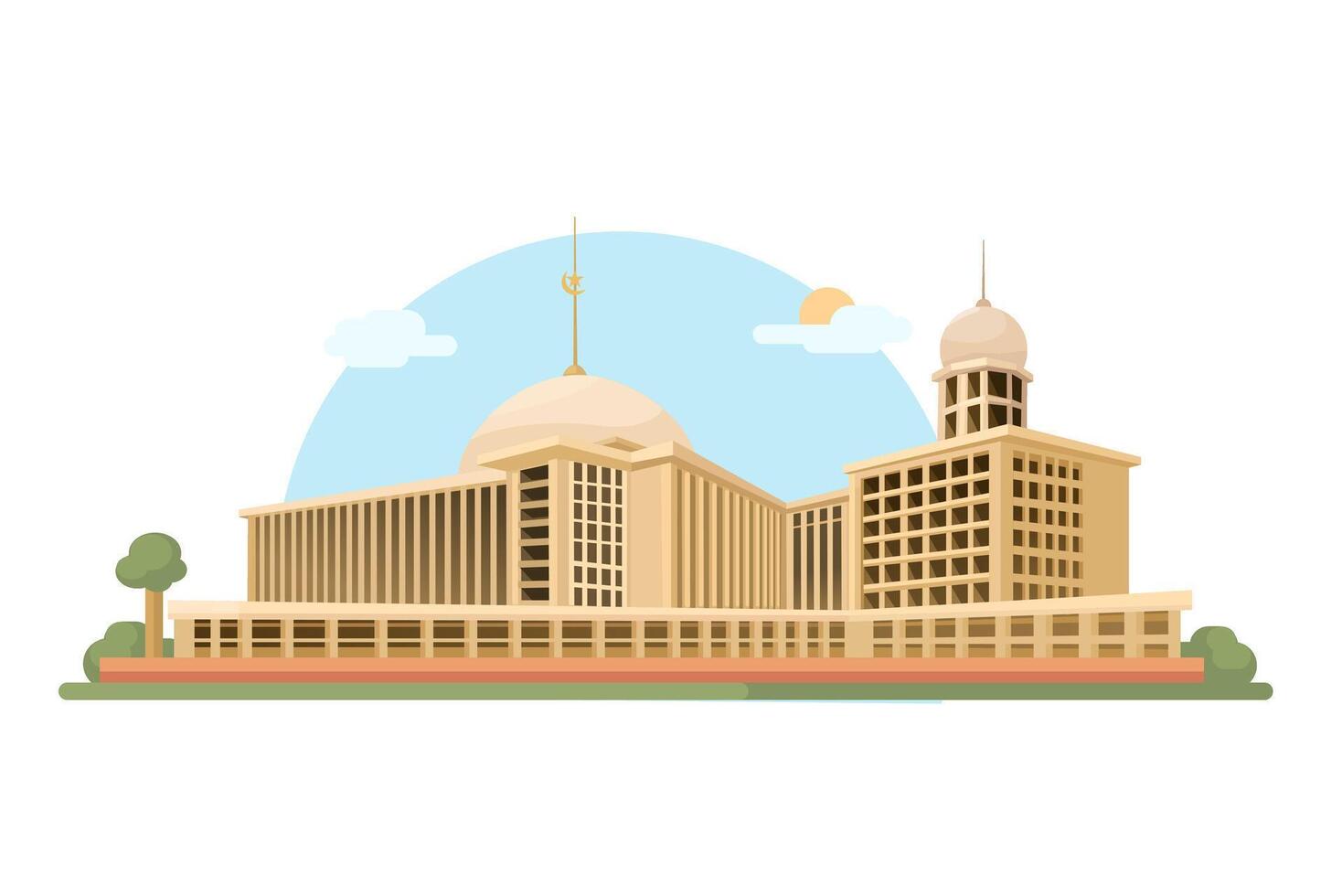 Istiqlal Mosque Indonesian Landmark Building Illustration Vector