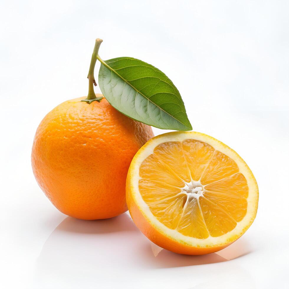 AI generated Fresh orange isolated on white background photo