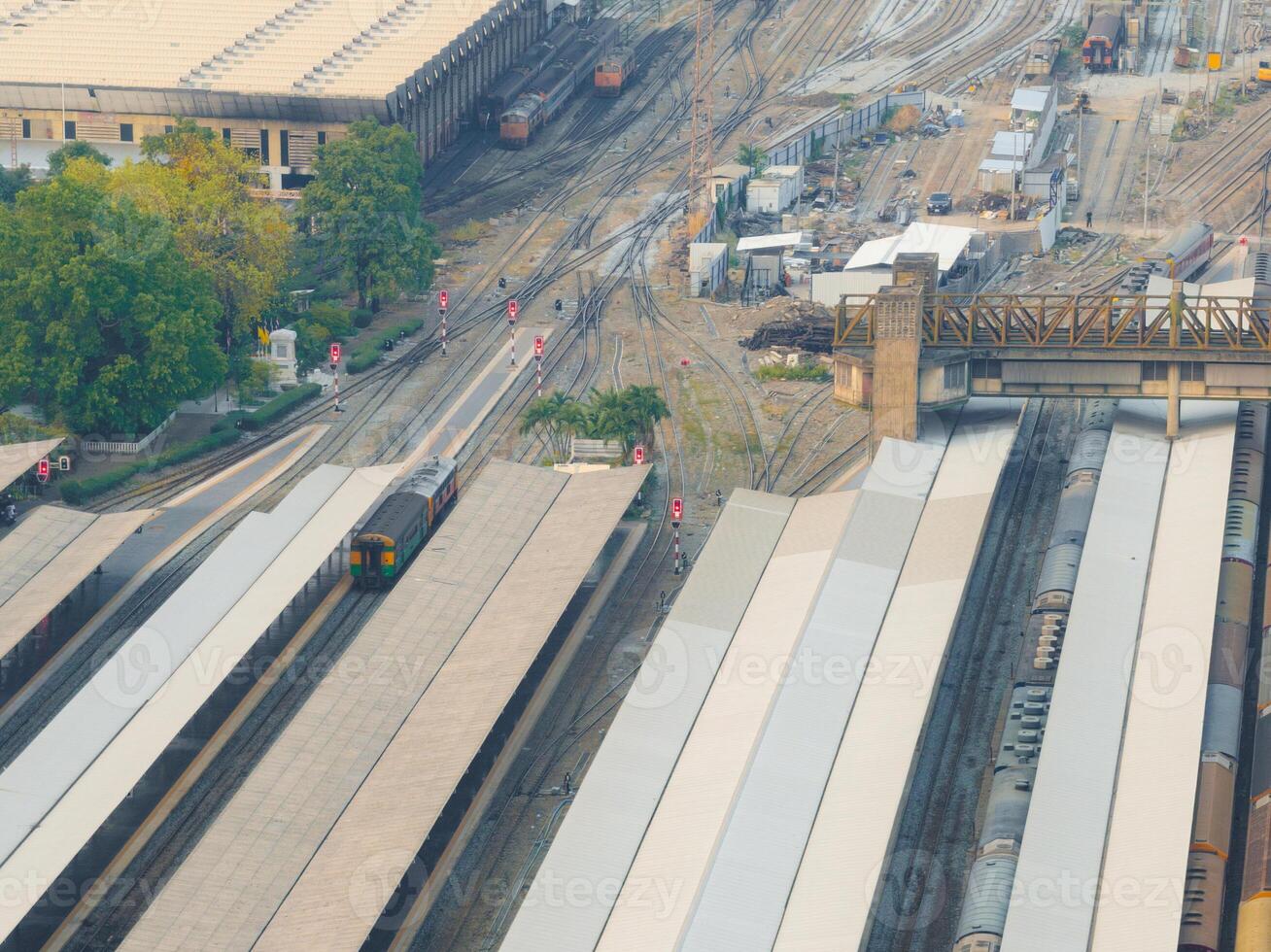 An aerial view of the railway station in the central of the city photo