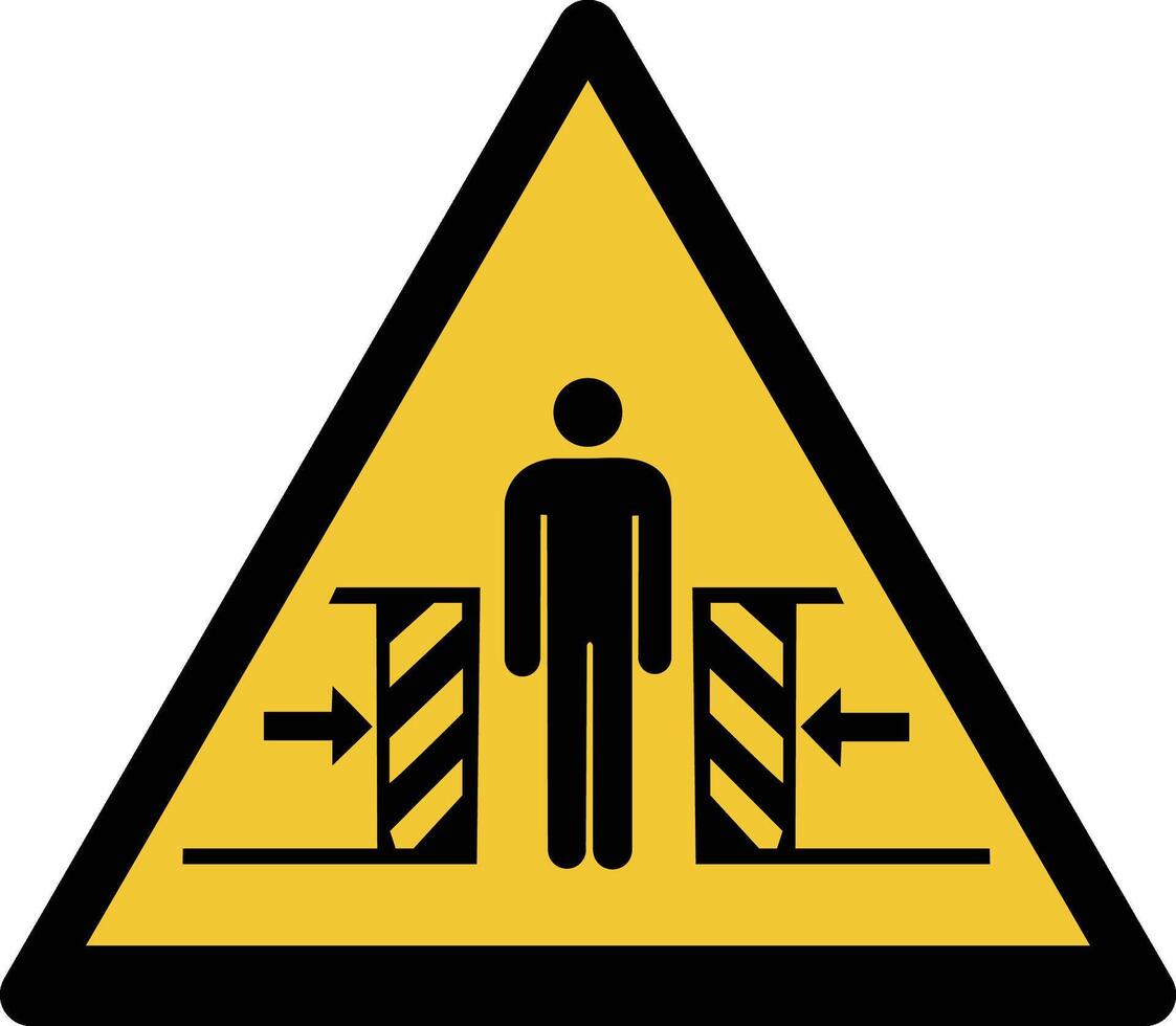 crushing by moving parts iso warning symbol vector