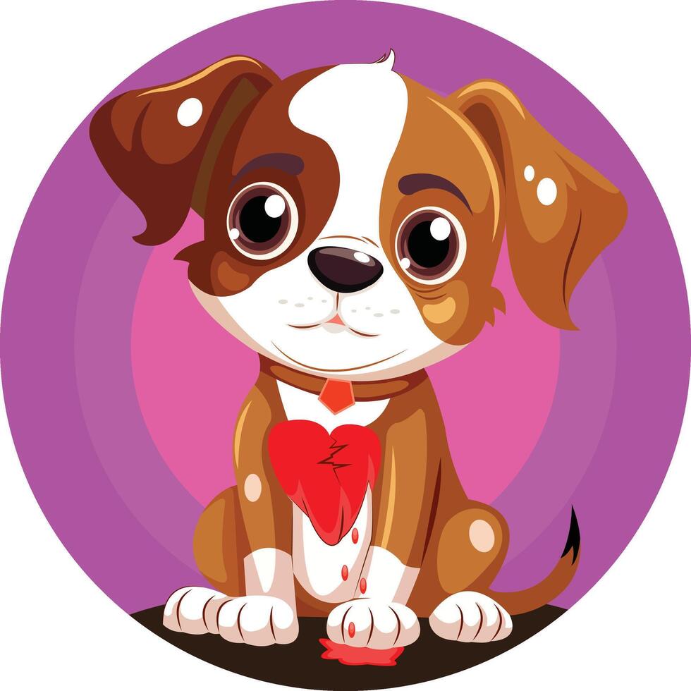 broken heart dog t shirt design vector