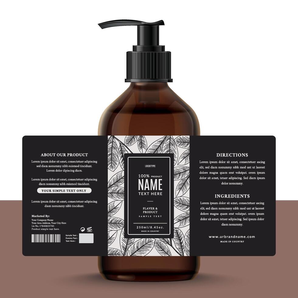 Cosmetic print label and packaging bottle jar skin care cream, lotion, face wash, oil, and soap beauty design. vector