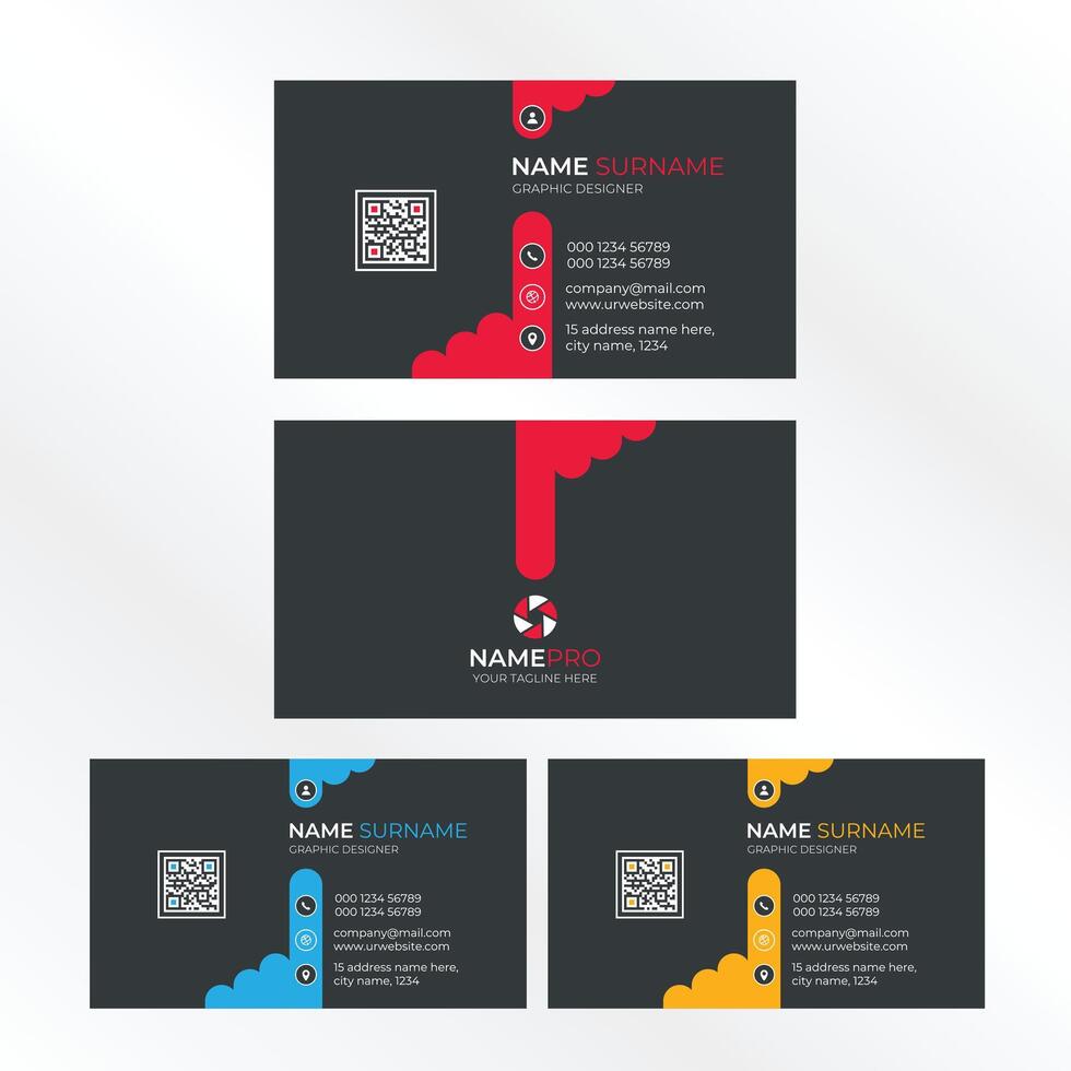 Corporate business card clean and professional minimalist black design. vector