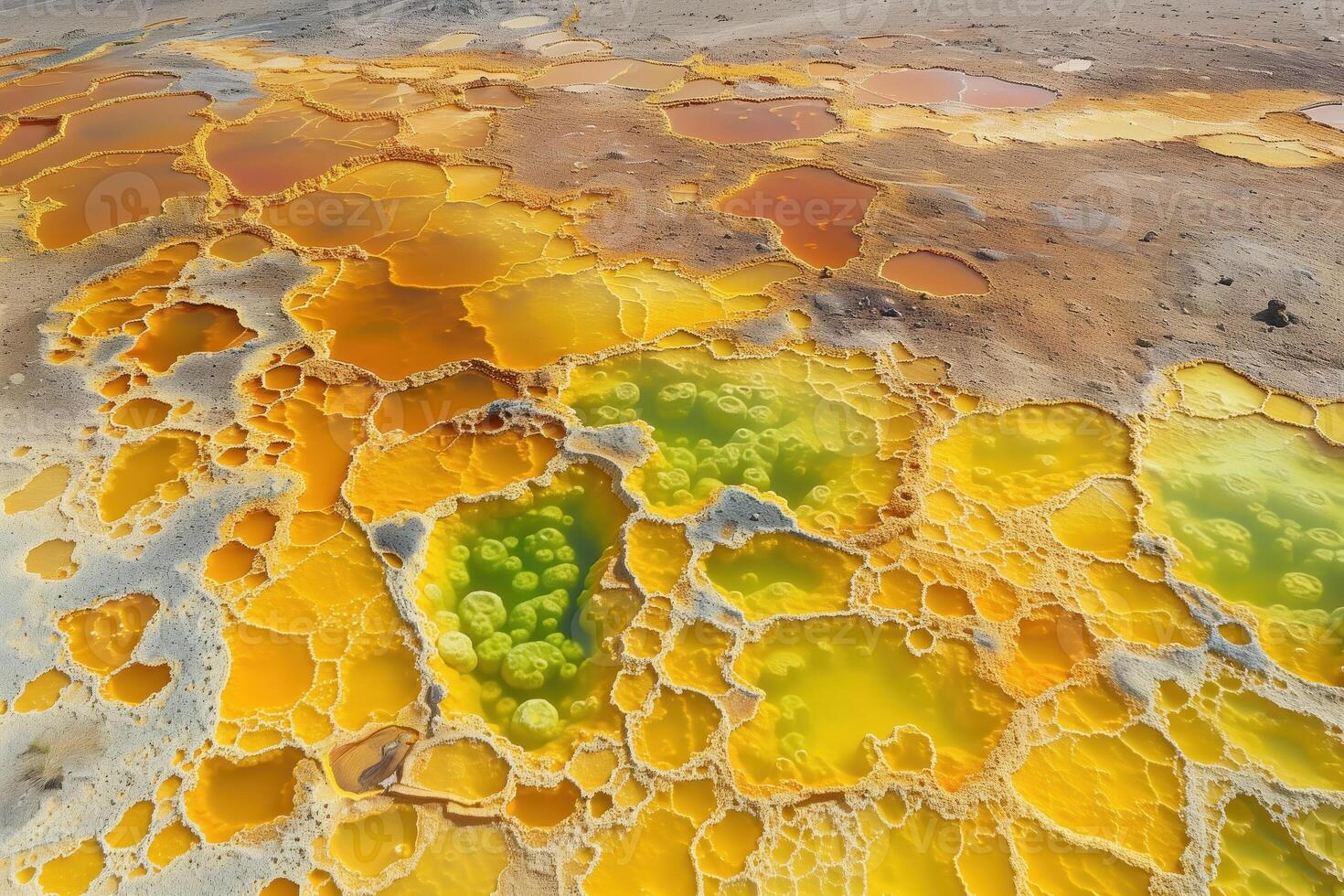 AI generated bright natural background, mineral deposits in geothermal springs photo