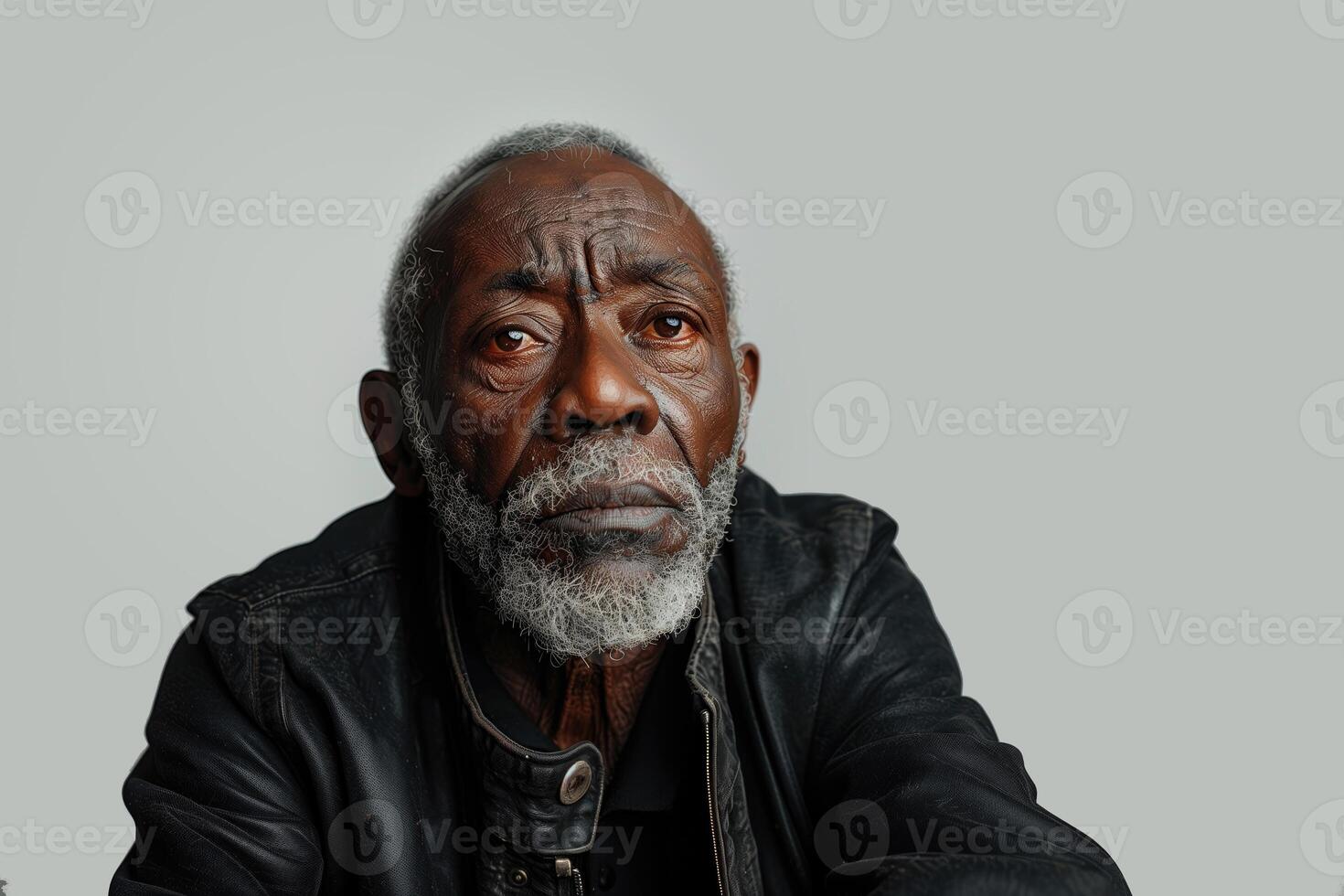 AI generated portrait of a elderly black man on a dark background photo