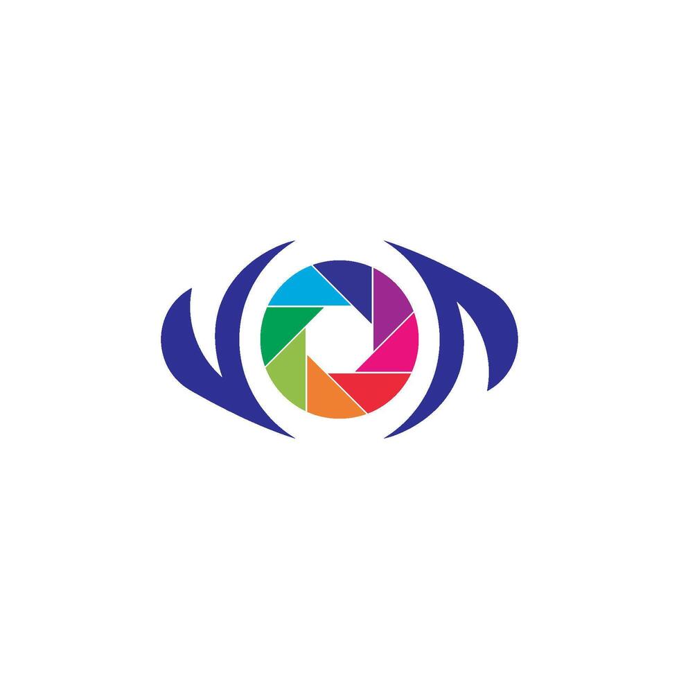 Camera lens shutter logo vector